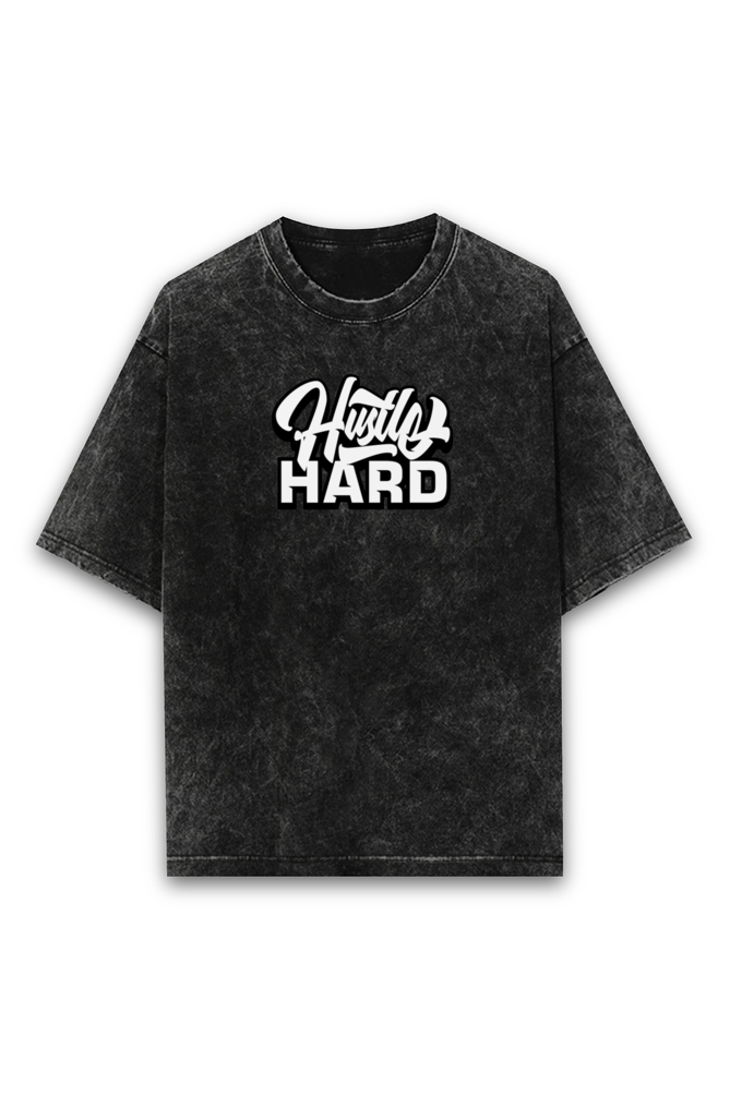 Acid wash Hustle Hard oversized T-shirt