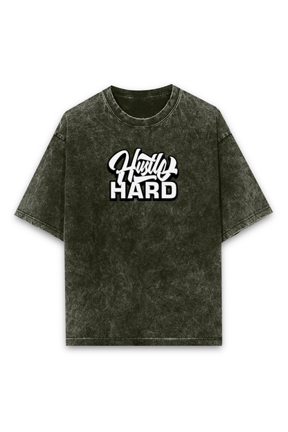 Acid wash Hustle Hard oversized T-shirt